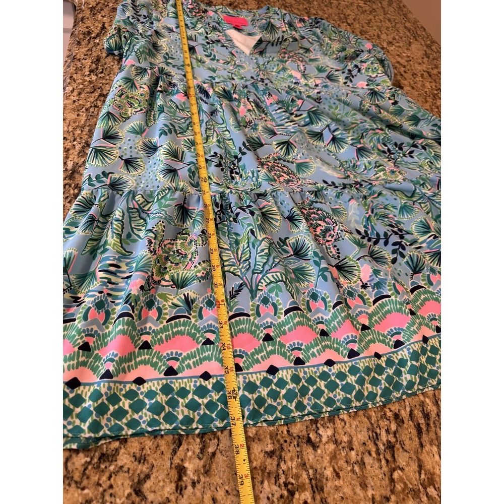 Lilly Pulitzer Aqua Tropical-Print Long Sleeve Dress - Picture 7 of 12